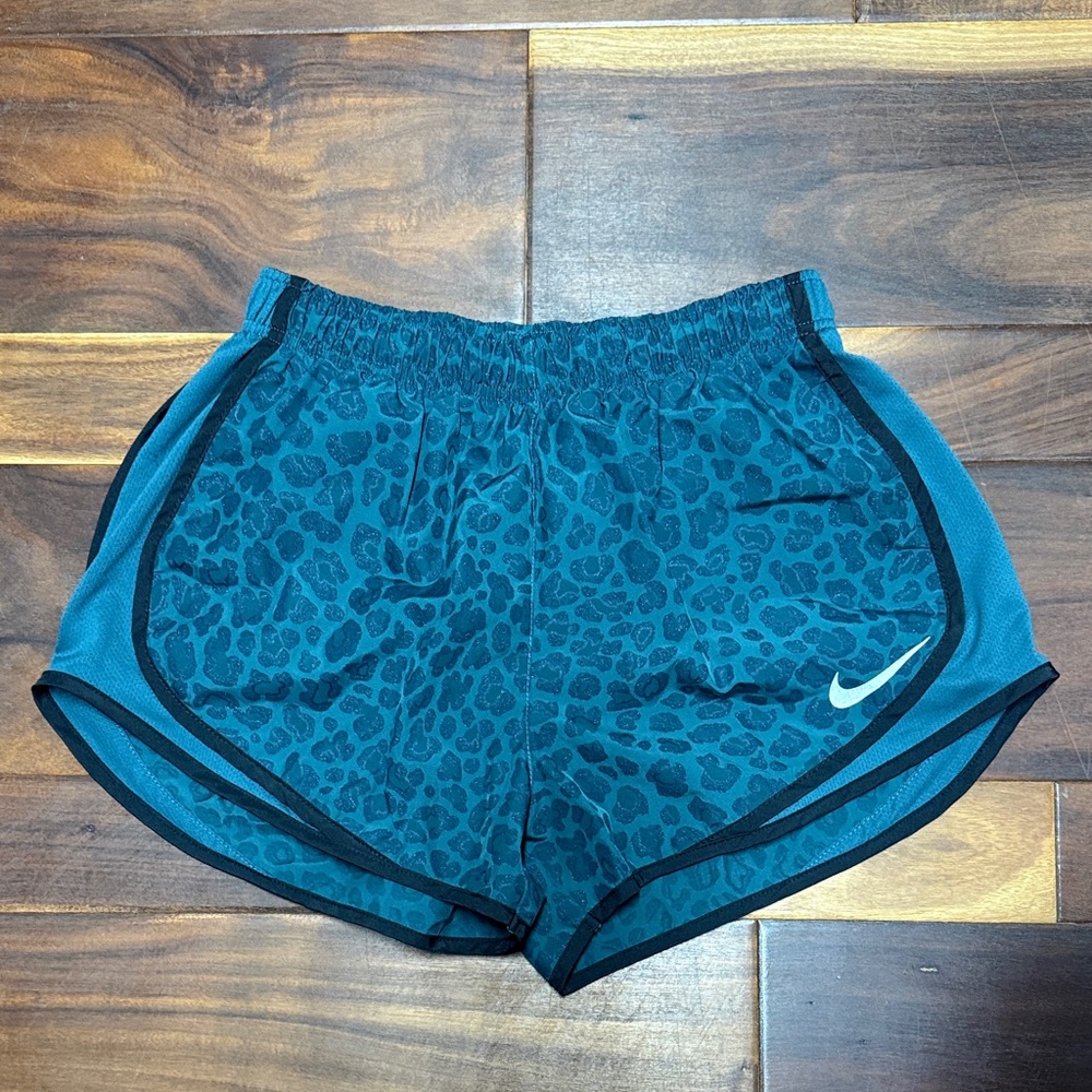 Nike Teal Leopard-Print Women's Athletic Shorts